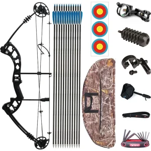 30-60lbs M131 Composite Bow 12 Pieces of Mixed Carbon Arrows Kit Five Needle Targeting Outdoor Hunting and Shooting Accessories