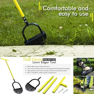 Half Moon Edger Trimming Shovel Manual Saw-Tooth Lawn Step Edger Long Handled Landscaping Edging Tool Lawn Mowing Gardening Tool