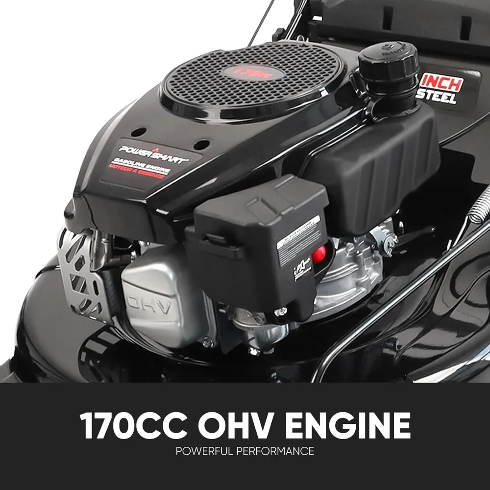 Self Propelled Gas Lawn Mower, 22 in. with 170cc OHV Engine, 3-in-1 Rear-Wheel-Drive High Wheels, Black - Image 2