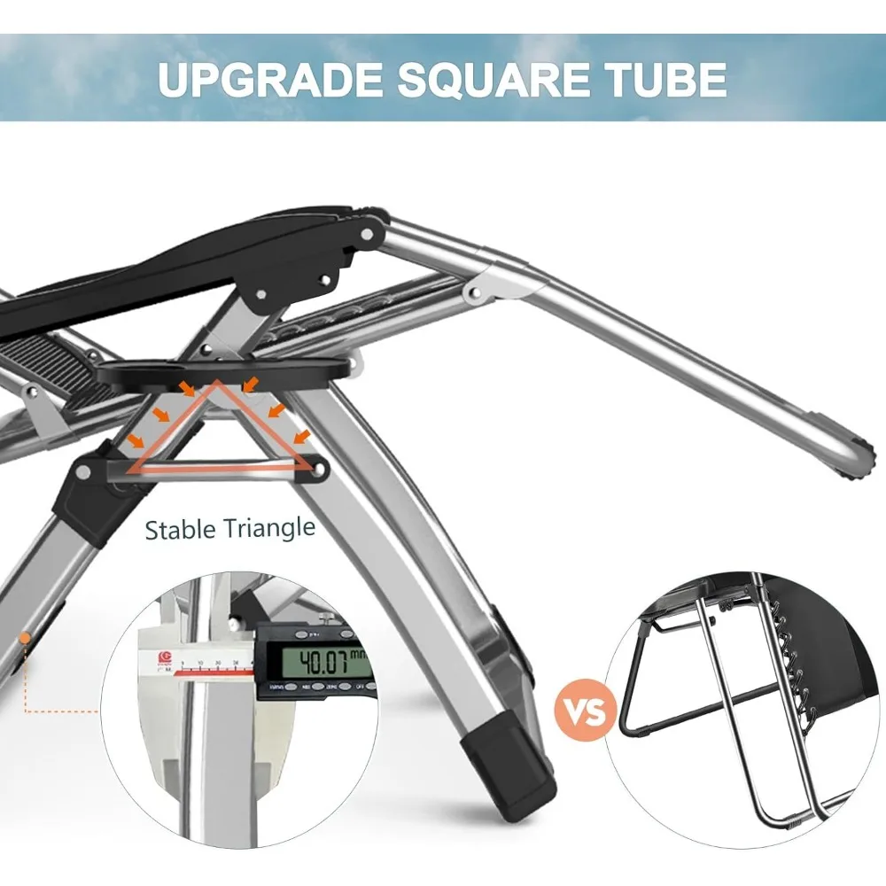 2PK Zero Gravity Chair/Armrest Mat,Premium Outdoor Lawn Folding Lounge Chairs,Sturdy Adjustable Reclining Patio Chairs - Image 6