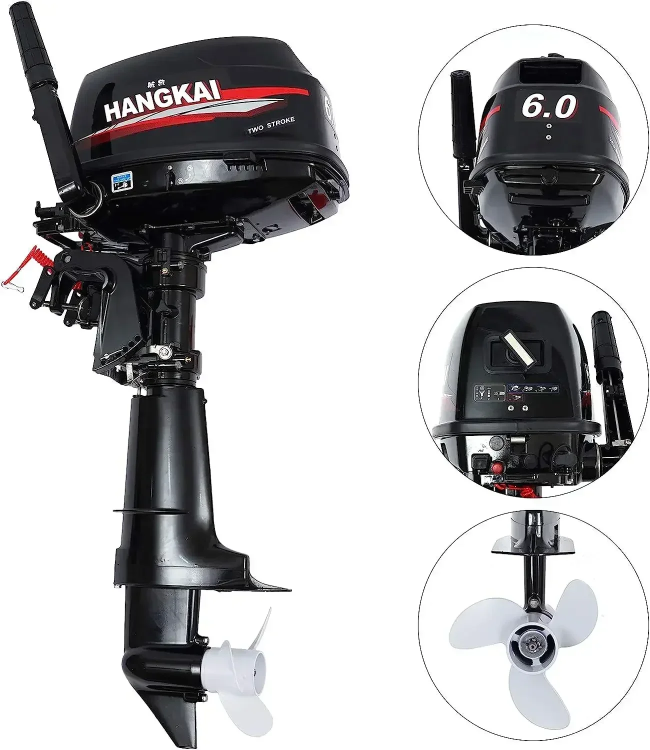 18HP 2 Stroke Outboard Motor, Fishing Boat Engine Water Cooling 246CC Heavy Duty Boat Engine Marine Engine with CDI Ignition - Image 6