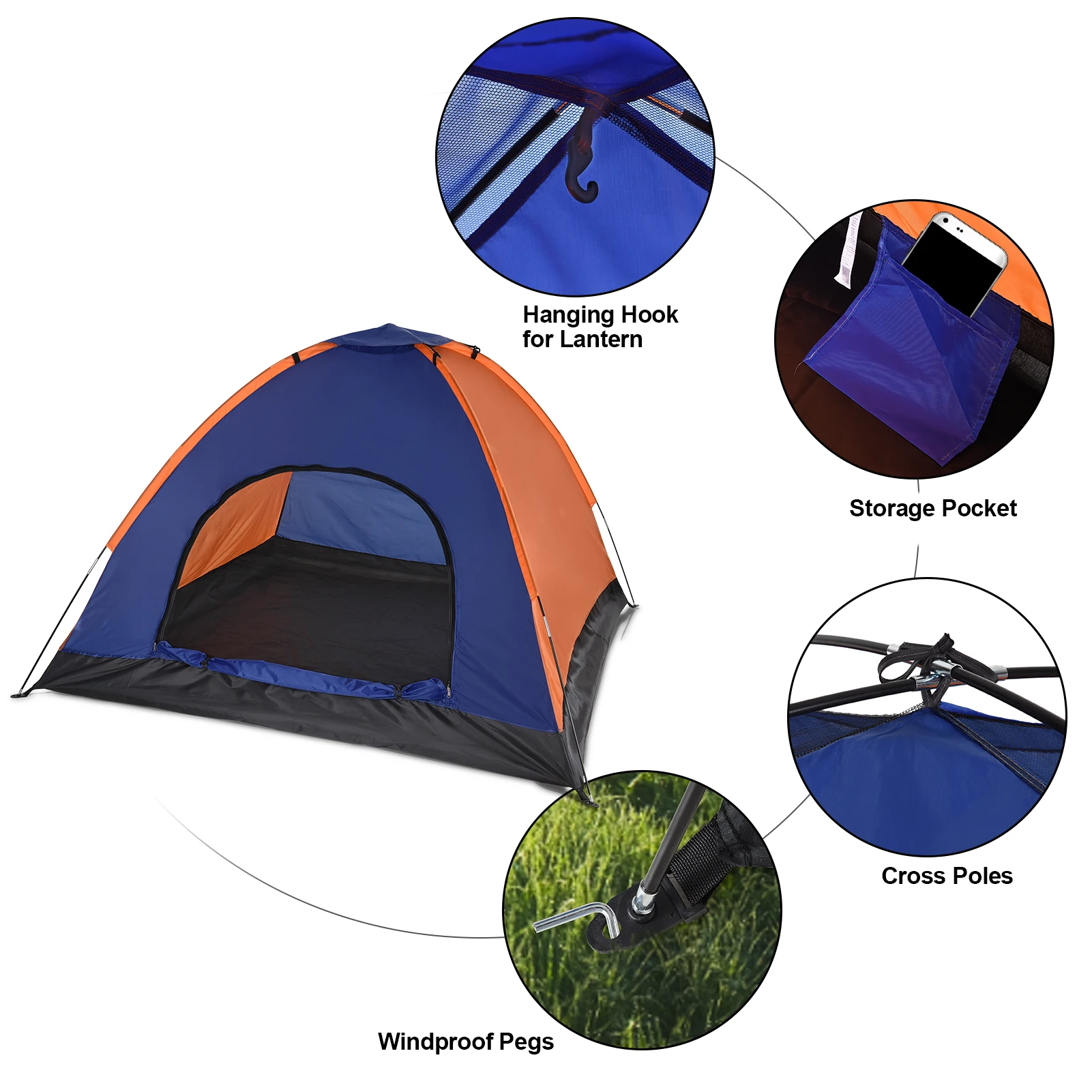 TOMSHOO 3-4 Persons Camping Tent Lightweight Outdoor Backpacking Tent with Rain Fly for Family Camping Hiking Beach Fishing Tent - Image 4