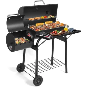 Charcoal Grill Offset Smoker,Charcoal Barbecue Grills,Barrel BBQ Grill and Smokers Combo for Outdoor,Backyard Camping & Parties