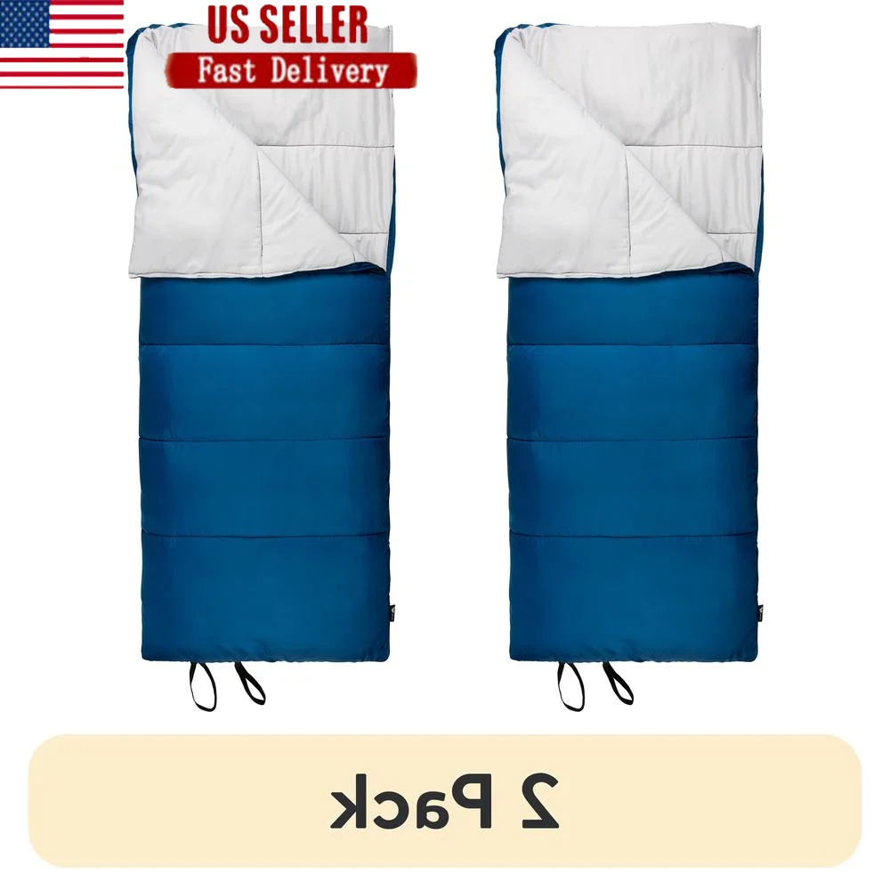 (2 pack 35-Degree Cool Weather Rectangular Sleeping Bag Blue 33"x77 - Image 2