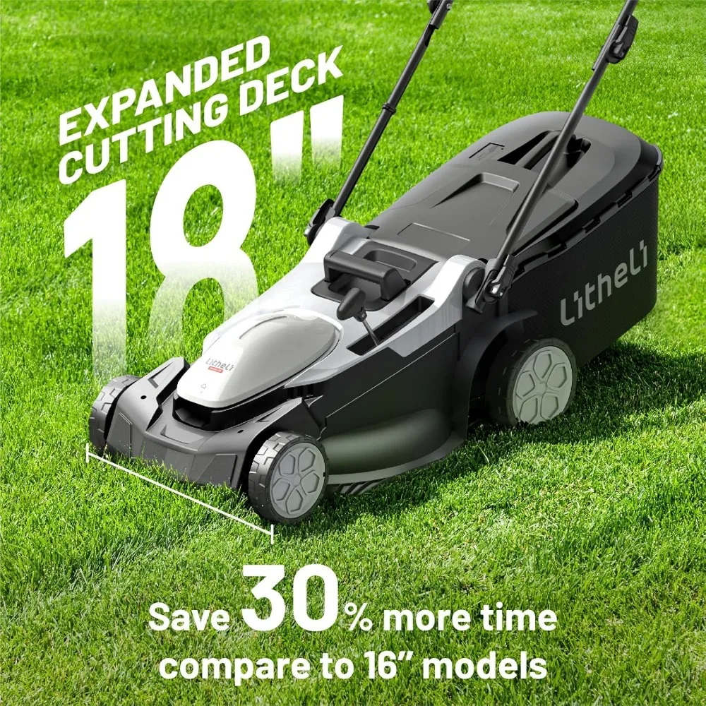 Litheli 18" 2x20V Electric Lawn Mower for Garden Yards, Lightweight Cordless Lawn Mower Brushless with 6-Position Height Adjustm - Image 2
