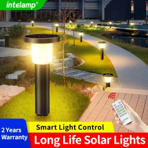 Intelamp 2 Pack Solar Pathway Lights Outdoor Stainless Steels Lawn Lamp ﻿For Walkway Villa Garden Courtyard District Residential