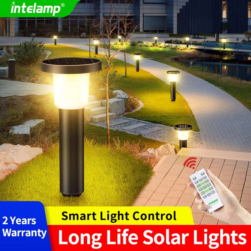 Intelamp 2 Pack Solar Pathway Lights Outdoor Stainless Steels Lawn Lamp For Walkway Villa Garden Courtyard District Residential