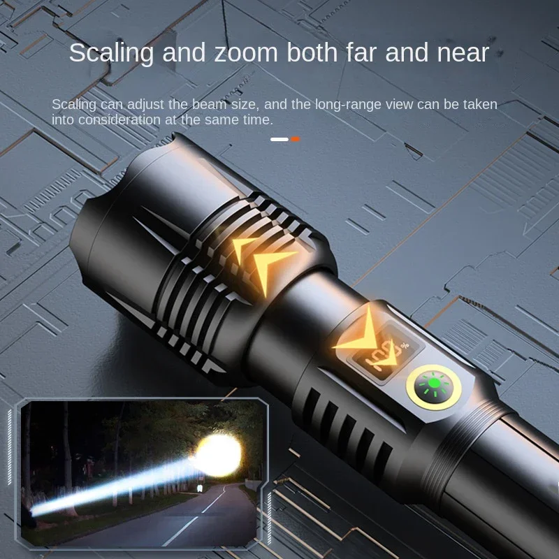 Portable Rechargeable Led Flashlight Telescopic Zoom Waterproof Tactical Torch Self Defense Lantern Flashlights for camping - Image 4