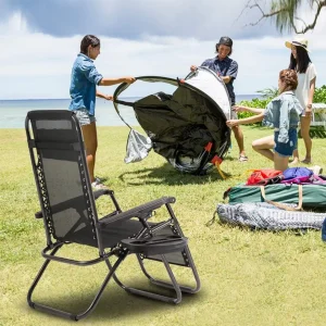 Zero Gravity Lawn Lounge Chairs with Pillow and Cup Holder - Adjustable Reclining Folding Outdoor Chairs for Deck