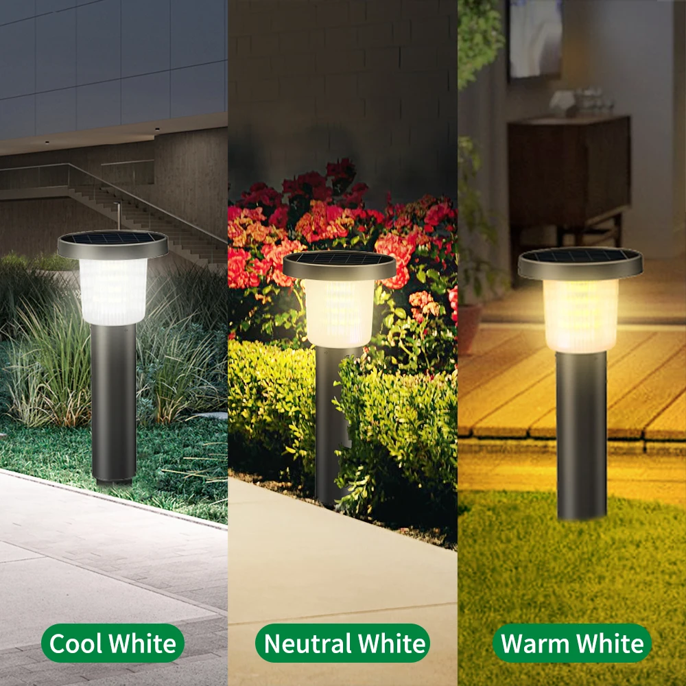 Intelamp 2 Pack Solar Pathway Lights Outdoor Stainless Steels Lawn Lamp For Walkway Villa Garden Courtyard District Residential - Image 4