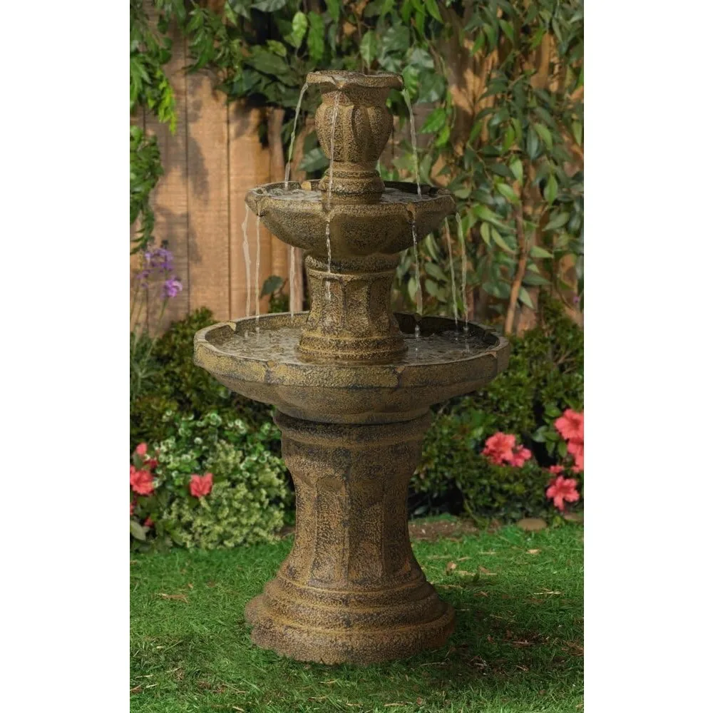 Tuscan Garden Classic Rustic Outdoor Floor Fountain and Waterfalls 41 1/2" High 3 Tiered Decor for Garden Patio Backyard Deck Ho - Image 2