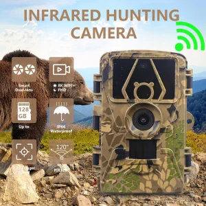 8K WiFi Trail Camera 130° Detection Angle 60MP Waterproof Outdoor Animal Hunting Trail Video Photo Trap Wild Camera APP Control