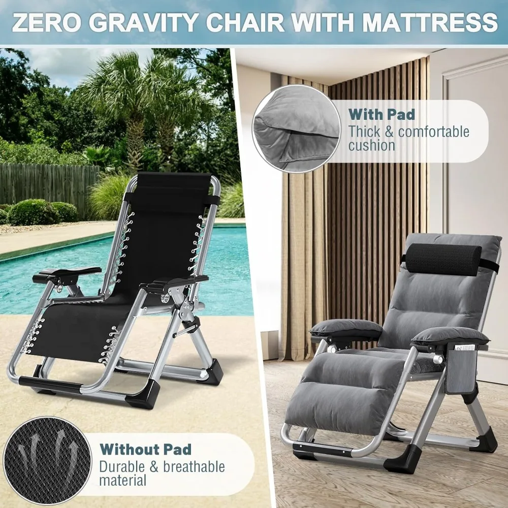 2PK Zero Gravity Chair/Armrest Mat,Premium Outdoor Lawn Folding Lounge Chairs,Sturdy Adjustable Reclining Patio Chairs - Image 5