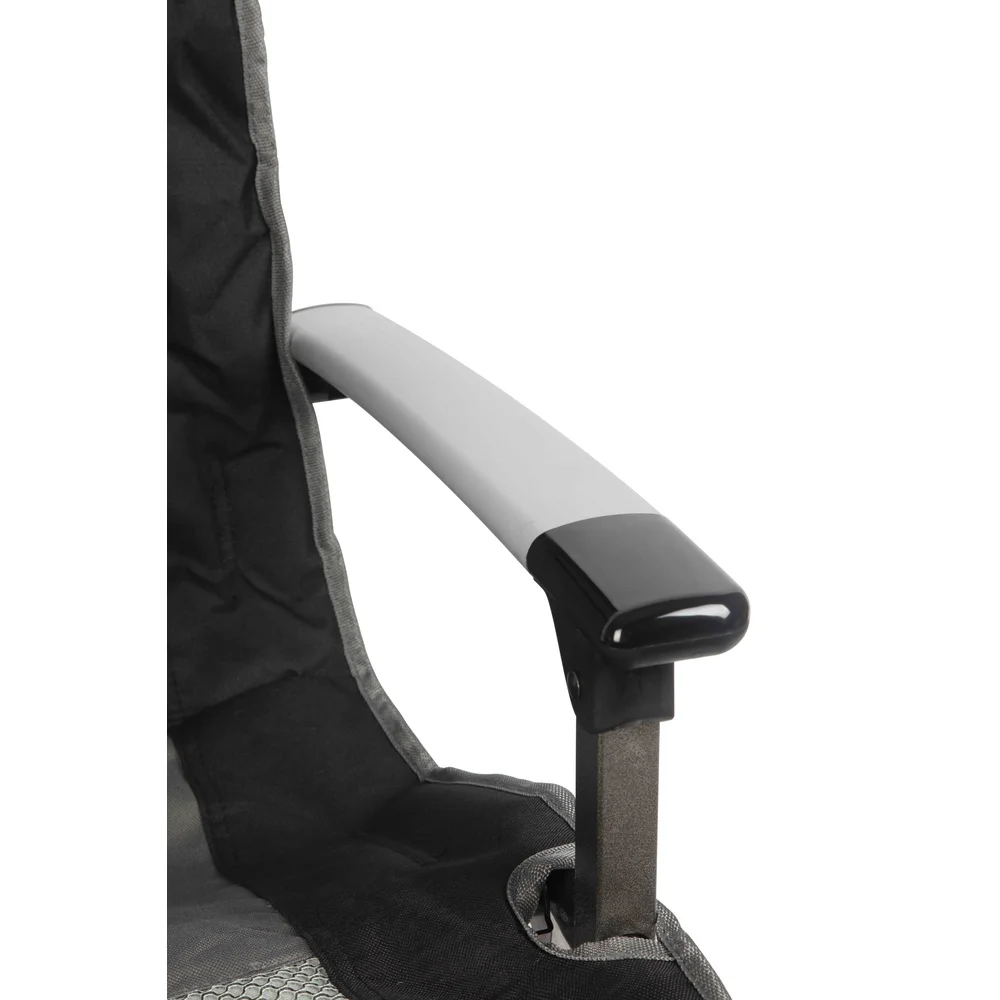 Folding High Back Camping Chair with Headrest Durable Steel Frame Outdoors Adjustable Feet Cup Holder Portable Compact Storage - Image 4