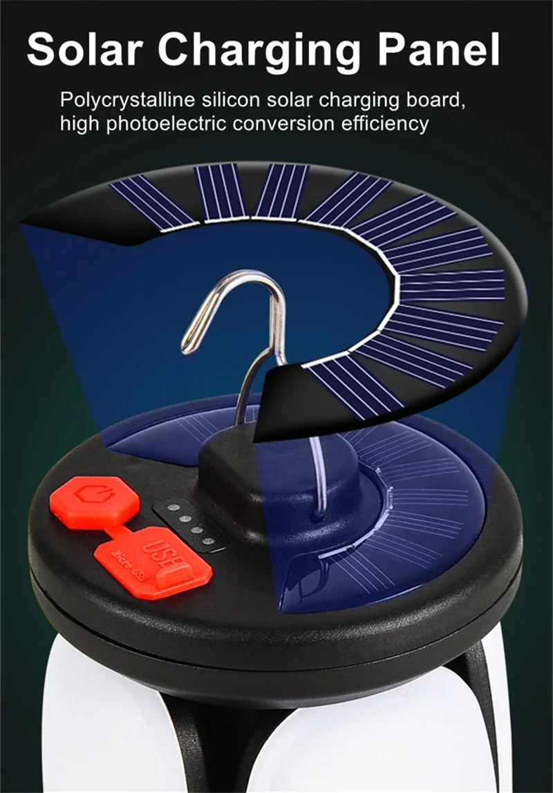 Rechargeable LED Camping Lantern With folding LED floodlight Portable Tent Light With 3 Light Modes For Camping, Hiking, Fishing - Image 2