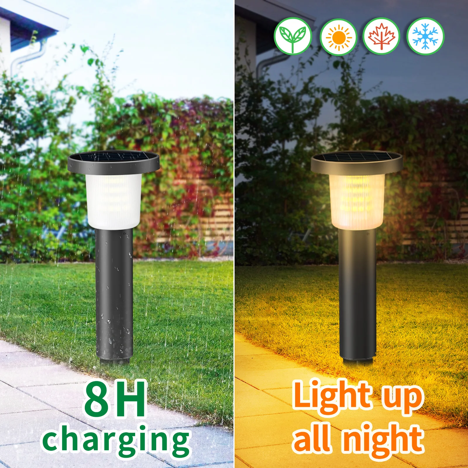 Intelamp 2 Pack Solar Pathway Lights Outdoor Stainless Steels Lawn Lamp For Walkway Villa Garden Courtyard District Residential - Image 3