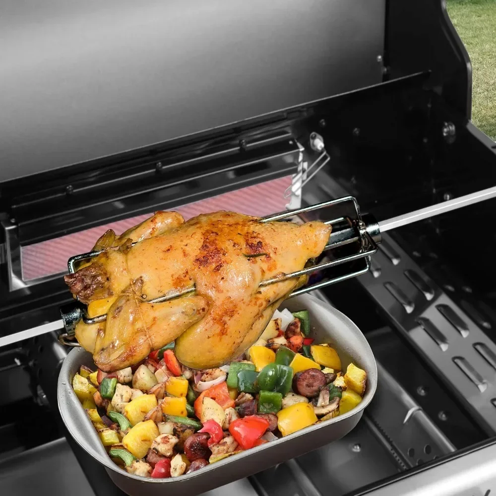 Patio Picnic Backyard Portable Barbecue Grill Outdoor Party Sear Burner Cookware Bbq Rear Burner and Side Burner BBQ Grill - Image 3