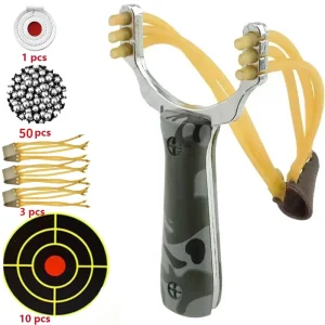 Camouflage Metal Powerful Slingsshot Card Ball Professional Slingshot Outdoor Hunting and Shooting Package Hunting Acessories