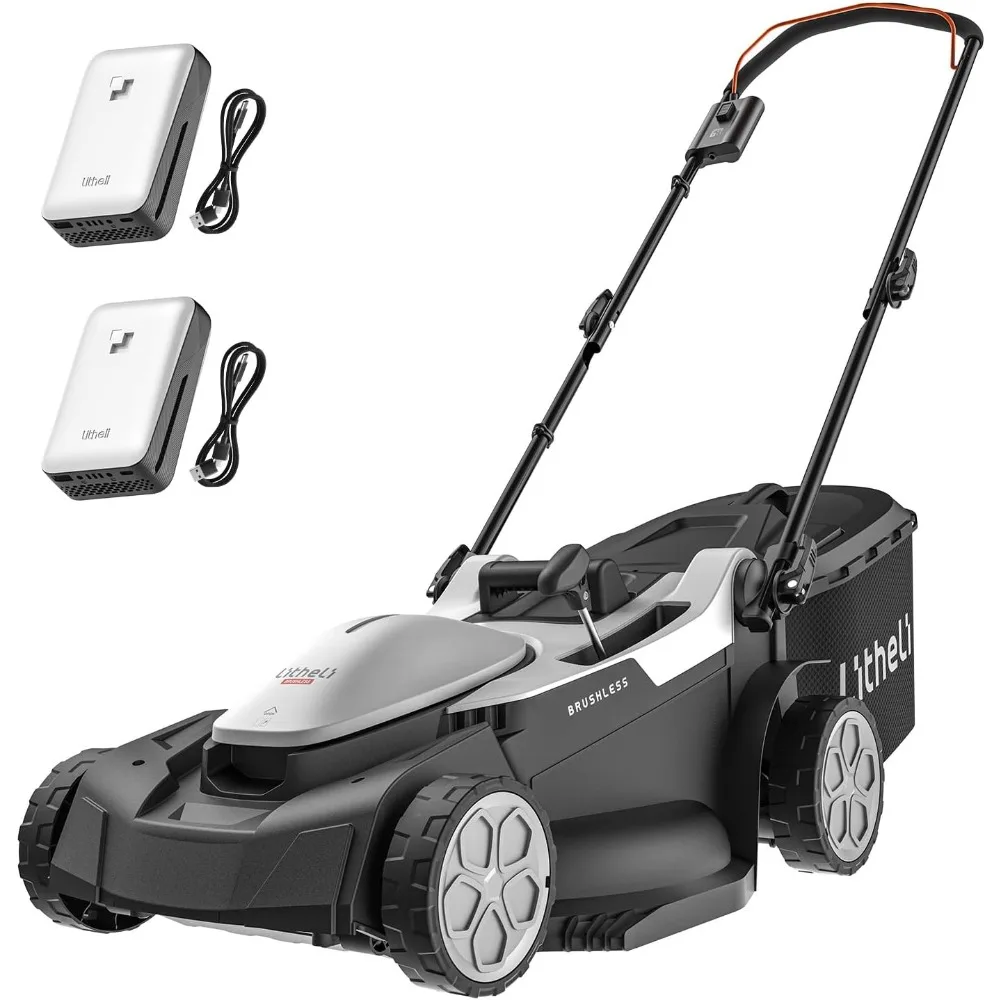 Litheli 18" 2x20V Electric Lawn Mower for Garden Yards, Lightweight Cordless Lawn Mower Brushless with 6-Position Height Adjustm
