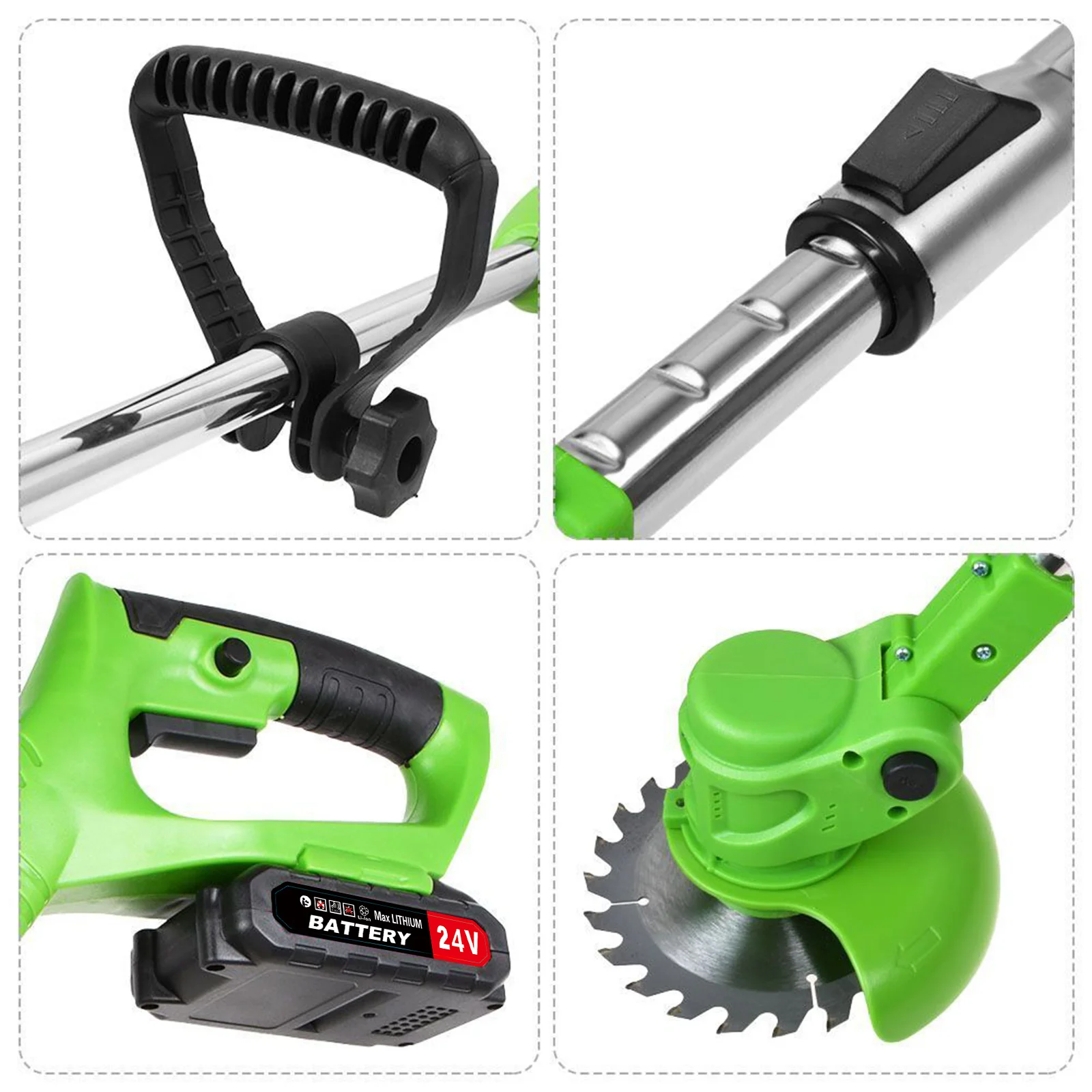 Electric Weed Lawn Edger Eater Cordless Grass String Trimmer Cutter & 2 Battery (Green) - Image 5