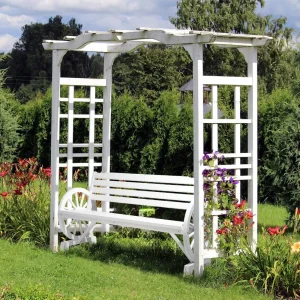 55" Rustic Wooden Wheel Bench Outdoor Bench, 2-Person Patio Bench Wagon Slatted Seat, Garden Benches for Outdoors 350lbs High