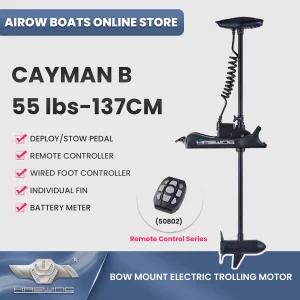 Haswing 55Lbs Trolling Motor, Remote Control,12V Bow Mount Electric Boat Engine,Stepless Speed 50700-1370MM Cayman-B without GPS