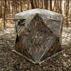 Hunting Blind, 270° See Through Ground Blind, 1-2 Person Pop Up Deer Blind for Hunting with Carrying Bag, Portable Resilient