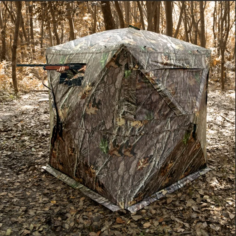 Hunting Blind, 270° See Through Ground Blind, 1-2 Person Pop Up Deer Blind for Hunting with Carrying Bag, Portable Resilient