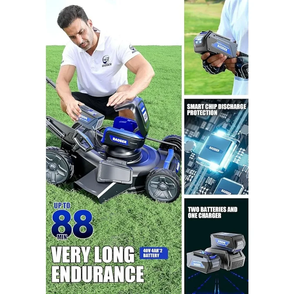40V Brushless 21 Inch Cordless Self-propelled Lawn Mower, Height Adjustable Electric Lawn Mower, Comes with Battery and Charger - Image 3