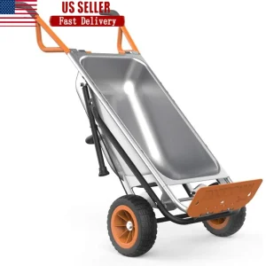 8-in-1 Heavy Duty Garden Cart Wheelbarrow Dolly Turbo Lift 300lbs Capacity Stable Design Flat-Free Tires Multi-Functional Lawn