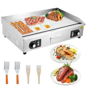 30-Inch Commercial Electric Grill 3000W Countertop Grill Non-Stick Electric Grill Plate 110V Teppanyaki Flat Adjustable Temperat