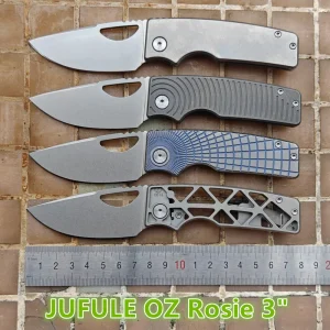 JUFULE Made OZ Rosie Titanium Handle 60+ HRC 154CM Steel Ceramic Bearing Tactical EDC Tool Camping Hunting Outdoor Folding Knife