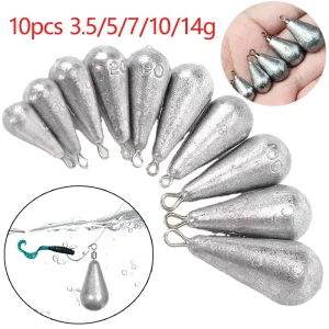 10pcs/lot Fishing Weight Sinkers 3.5g 5g 7g 10g 14g Soft Bait Sinker Bass Fishing Tackle Accessories Line Sinkers Hook Connector