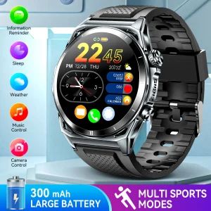 EIGIIS New Smart Watch KE6 1.43" AMOLED Display Men Black Sports Watch KE Series Bluetooth Call Health Monitor IP68 Waterproof