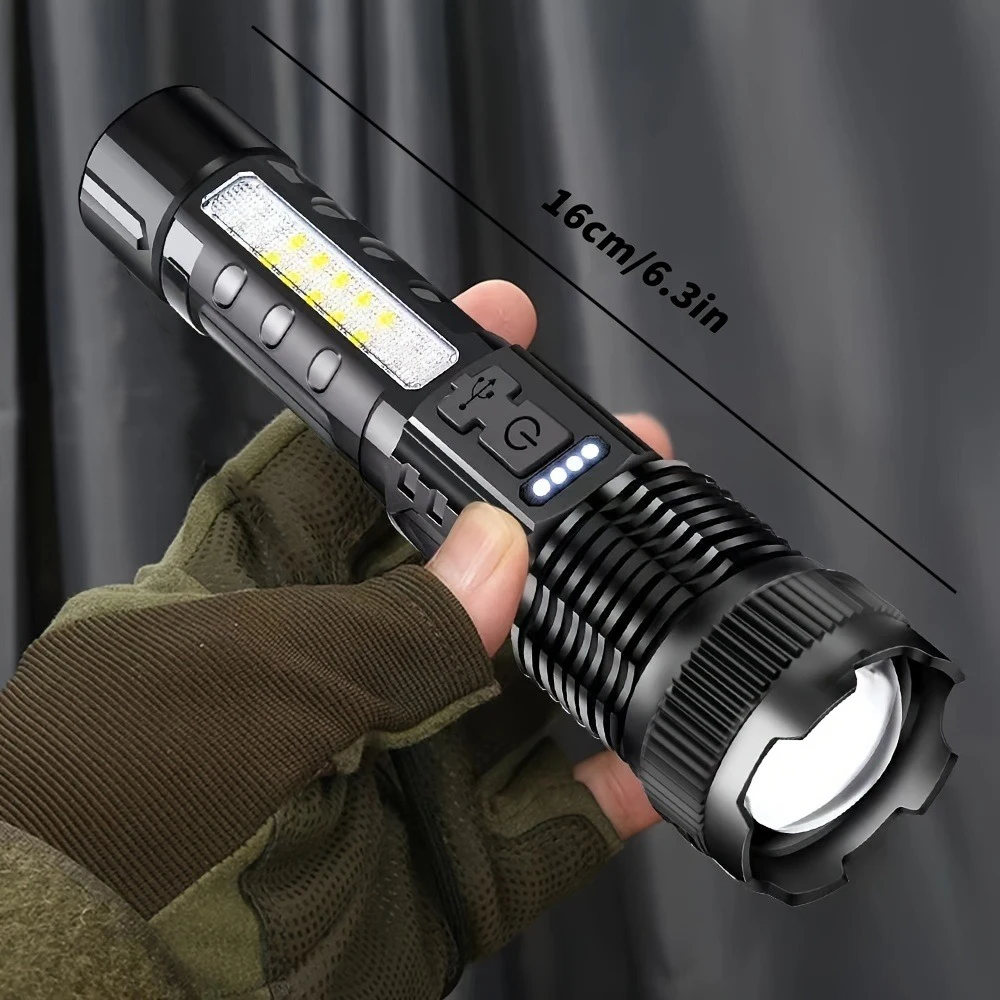 2pcs Rechargeable Zoomable Super Bright Flashlight for Emergency Power Outage, for Outdoor Camping, Hurricane - Image 4