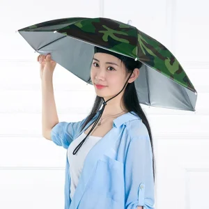 Outdoor Folding Umbrella Fishing Sun Shade Portable Rain Hat Anti-UV Camping Fishing Headwear Cap Beach Head Hats